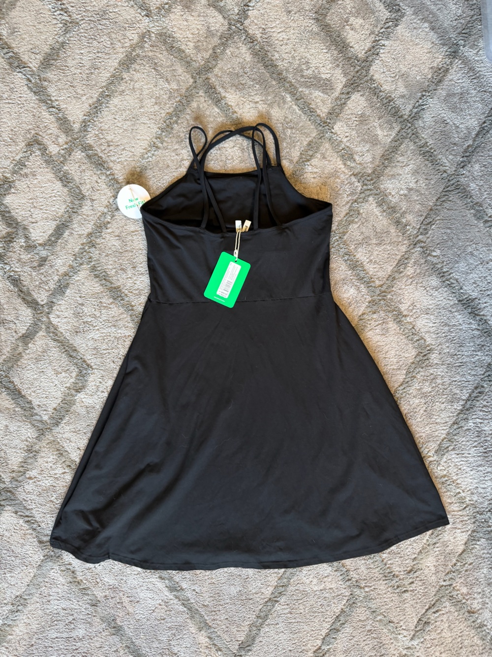Black Strappy Dress with Double Shoulder Straps and pockets